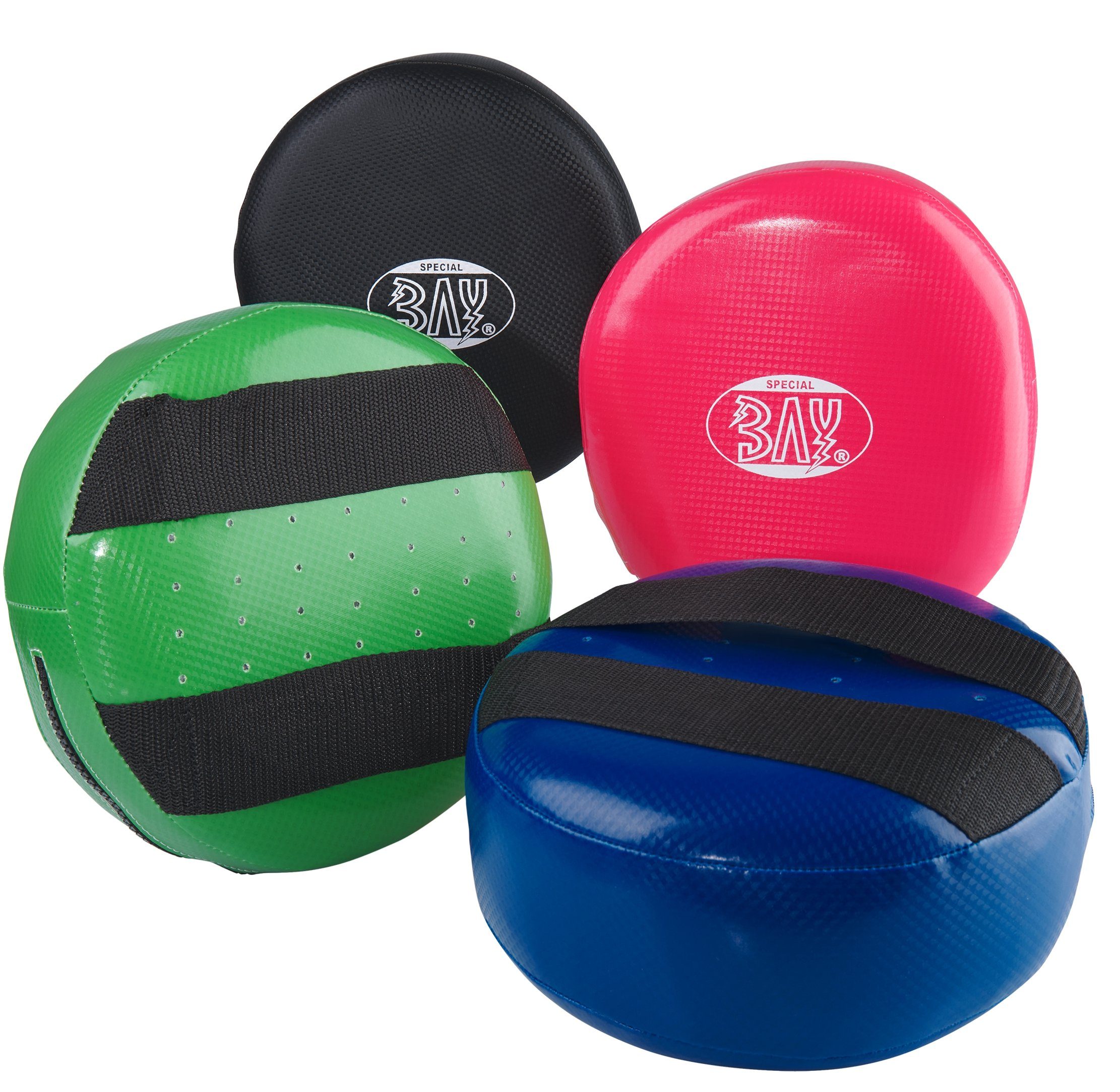 BAY-Sports Punch-Handschuhe Handpratzen Fly Target Schlagpolster Krav Maga Schlagkissen Rund Tellerpratzen (1 Stück), Soft Ausführung, Viele Haltevariationen, Für Kinder, Anfänger, Damen, Einsteiger