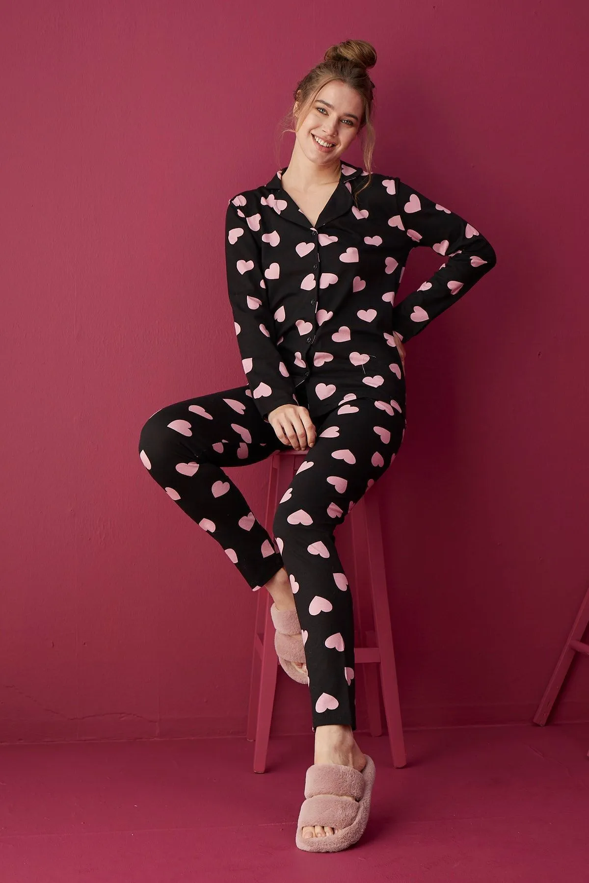 STRAWBERRY  Pyjama-Set aus Baumwolle mit Knöpfen