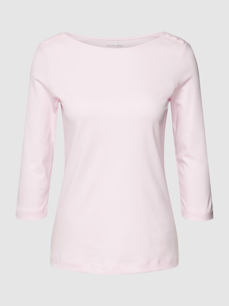 T-Shirt mit 3/4-Arm und dekorativen Knöpfen in hellrosa