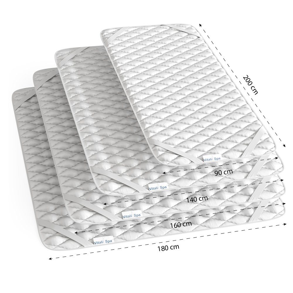 Matratzenschutzbezug Topper Matratzenschoner Auflage 90x200 weiß Baumwolle VitaliSpa®
