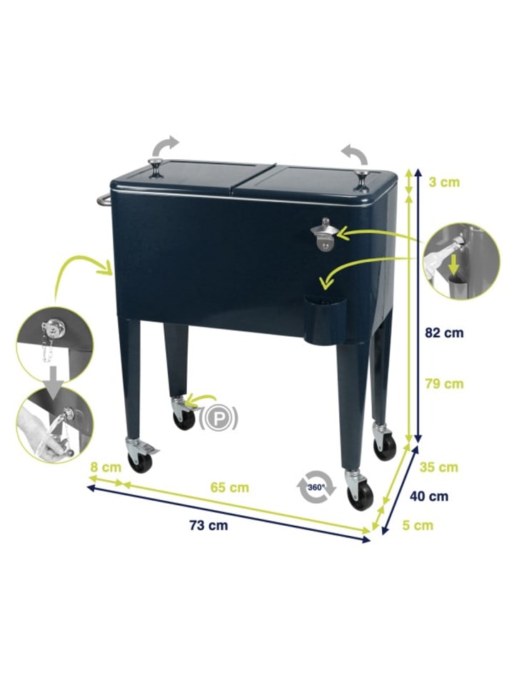 Beachtrekker Kailua Cooler - Kühlbox, Kühlwagen, Getränkekühler, Dunkelblau günstig kaufen onesize