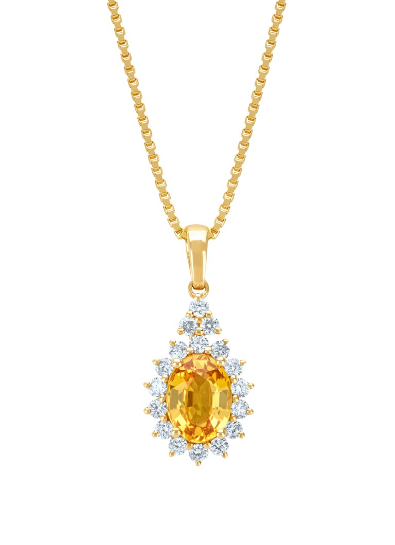 Diamond Point Yellow Gold Pendant, 1.00 ct Yellow Sapphire, Eden