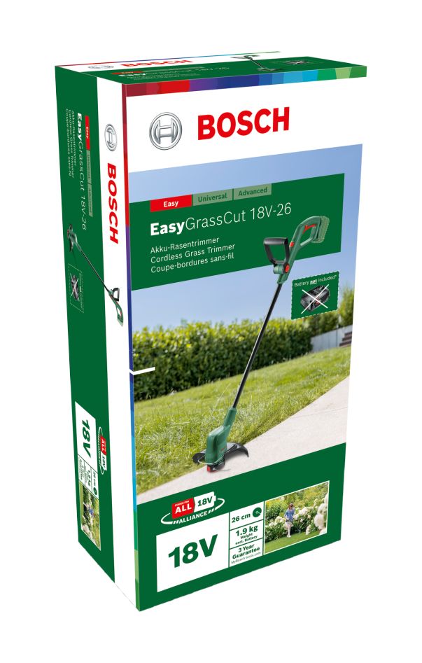 Bosch Green 06008C1C04 EasyGrassCut 18V-26 akkutrimmeri ilman akkuja ja laturia laatikossa