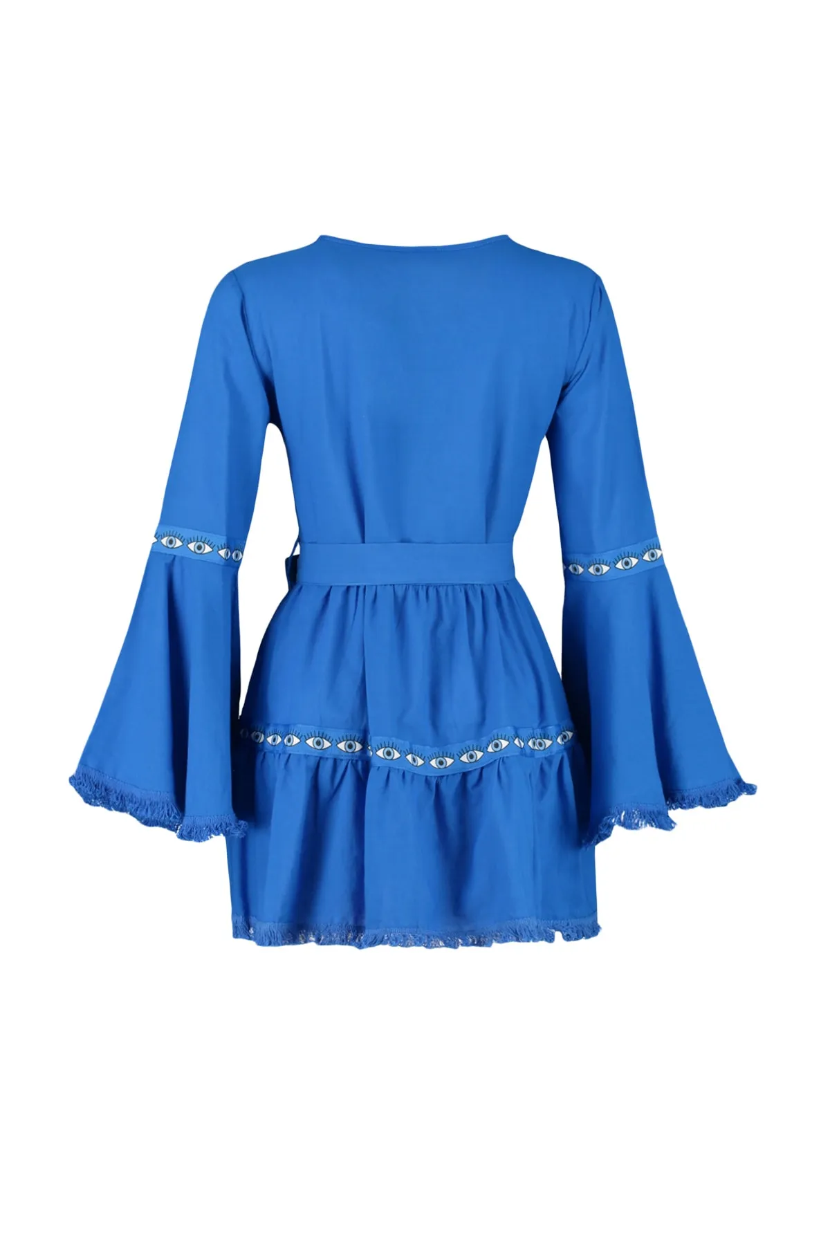 Trendyol Collection  Mini-Strandkleid aus 100 % Baumwolle mit Sax-Gürtel und gewebtem Band TBESS21EL1253
