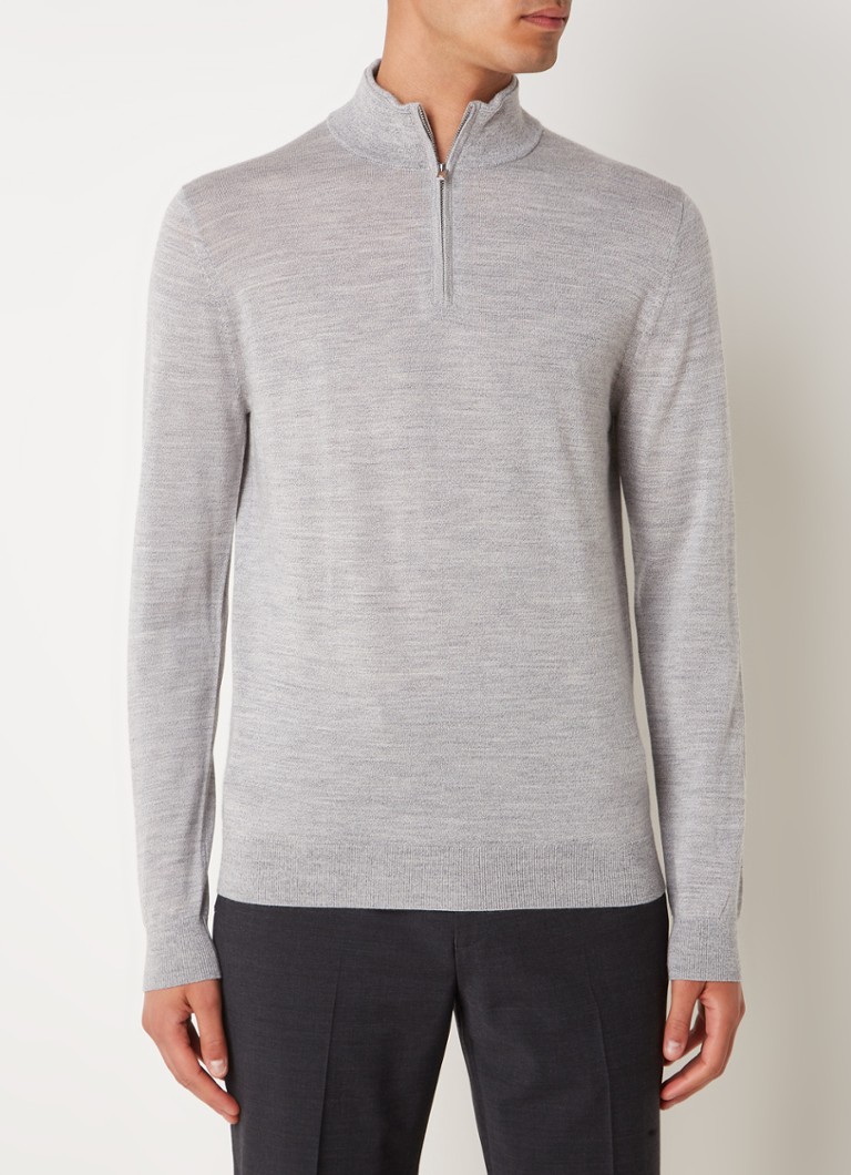 Πουλόβερ Reiss Blackhall από λεπτό πλεκτό μαλλί Merino με μισό φερμουάρ