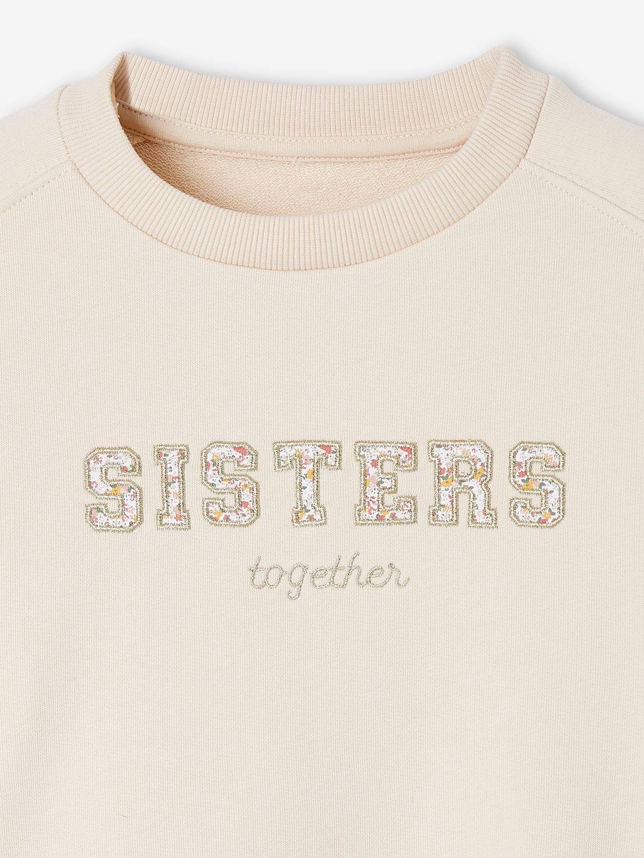 Sweat romantique lettres fantaisie fille sable