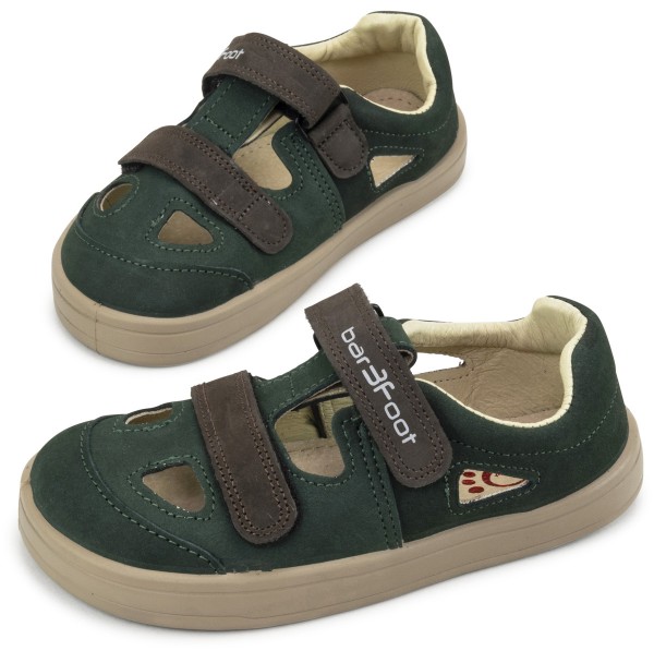 bar3foot Cross ~ Leder Sandale ~ Grün