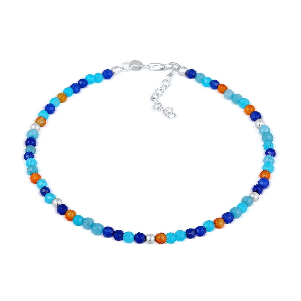 Elli Elli Bracelet de Cheville Femmes bracelet de cheville boules boho avec agate bleu Bijoux