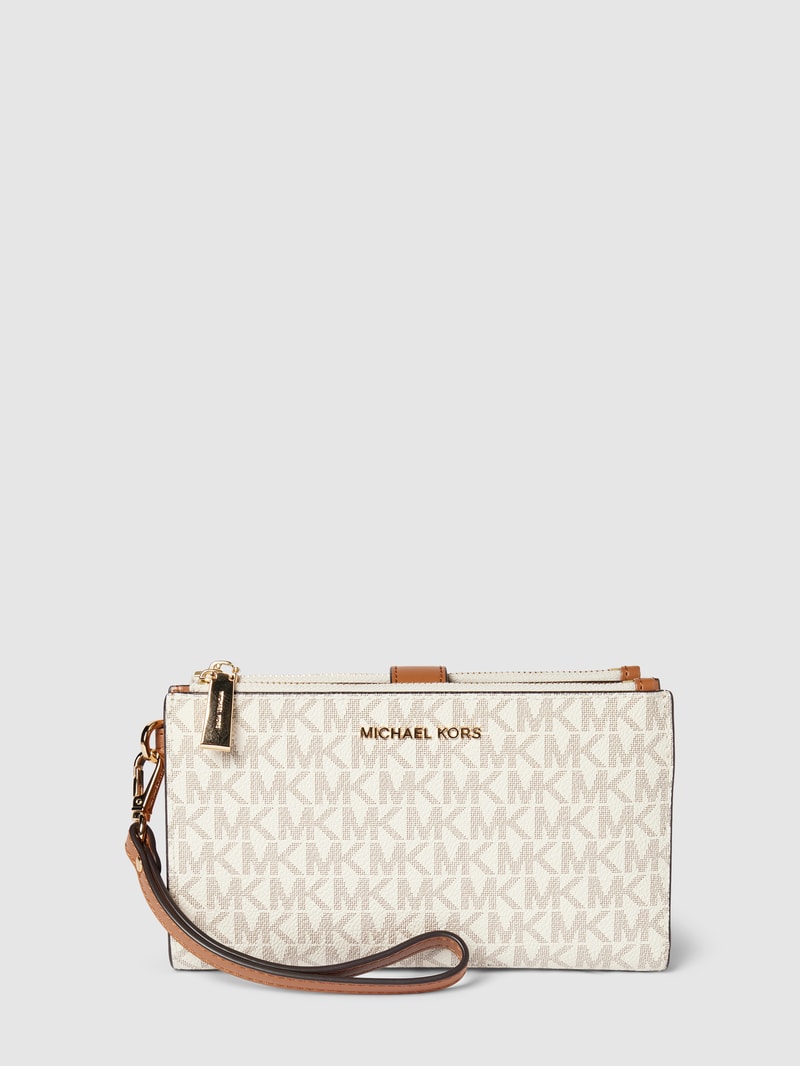 Portemonnaie mit Label-Print Modell 'JET SET' in ecru