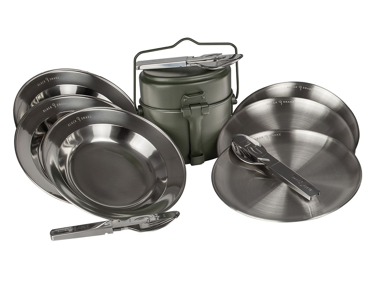 Black Snake 19-teiliges Edelstahl Campingkochgeschirr Set