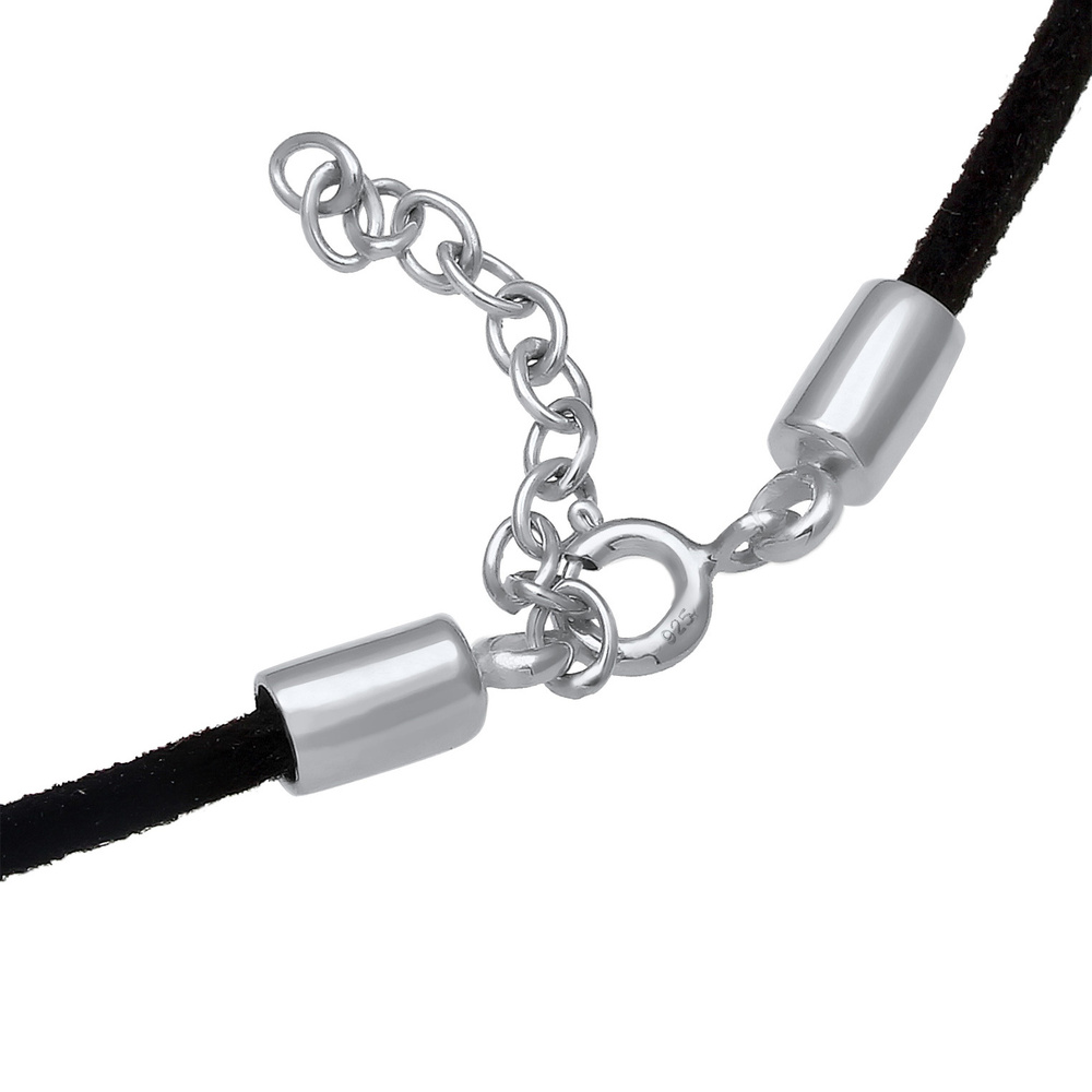 Elli Elli Collier Choker Velour Noir Collier Femme - (925/1000) Argent Plaqué Or collier