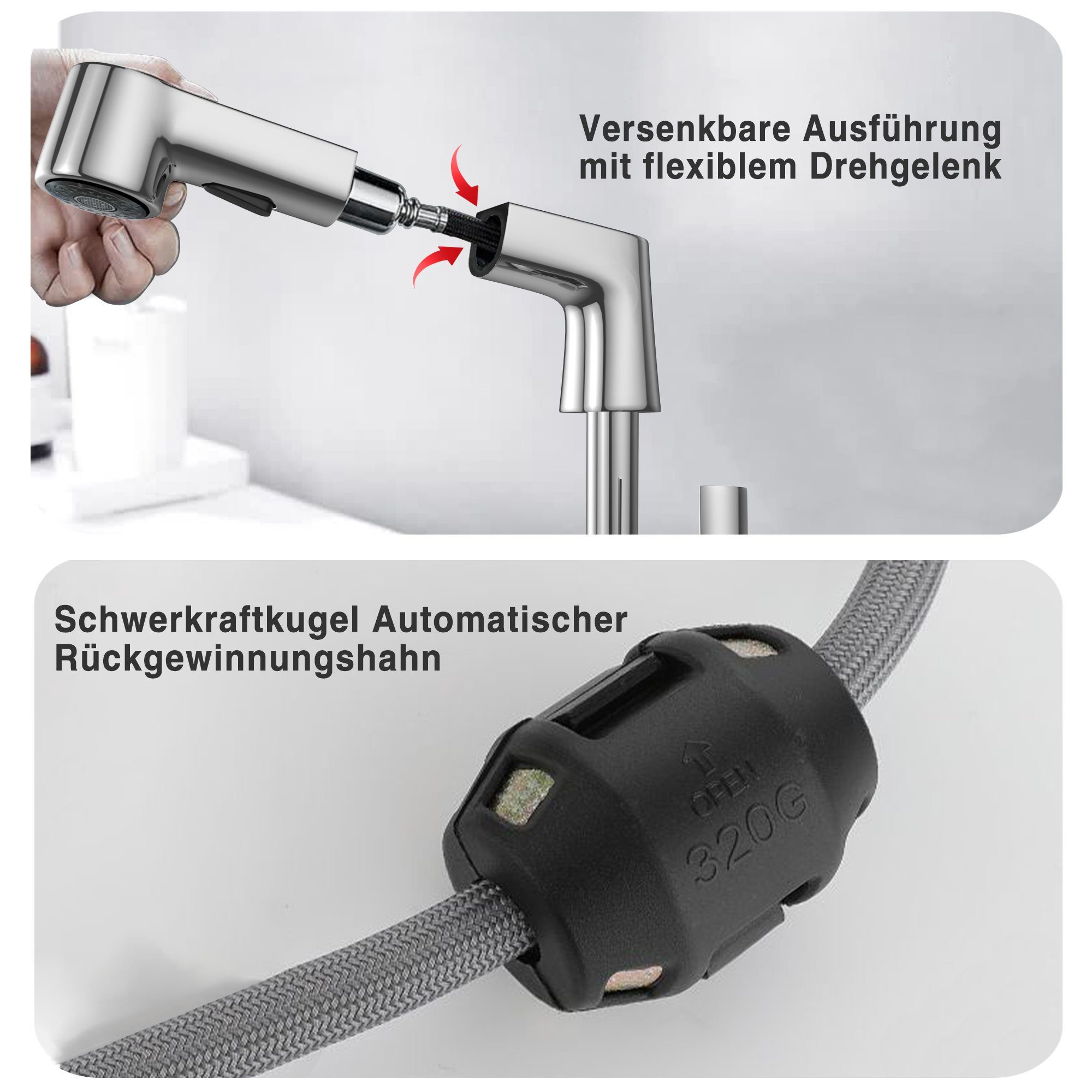 Vbrisi Waschtischarmatur Wasserhahn Bad Waschtischarmatur 360°Schwenkbar mit Zwei Düsentypen (Wasserhahn, Waschbecken Armaturen, Armatur Badezimmer,Mischbatterie Waschbecken, Kaltwasserhahn, Kaltwasserhahn Gäste WC, Waschtischarmaturen, Waschtischarm