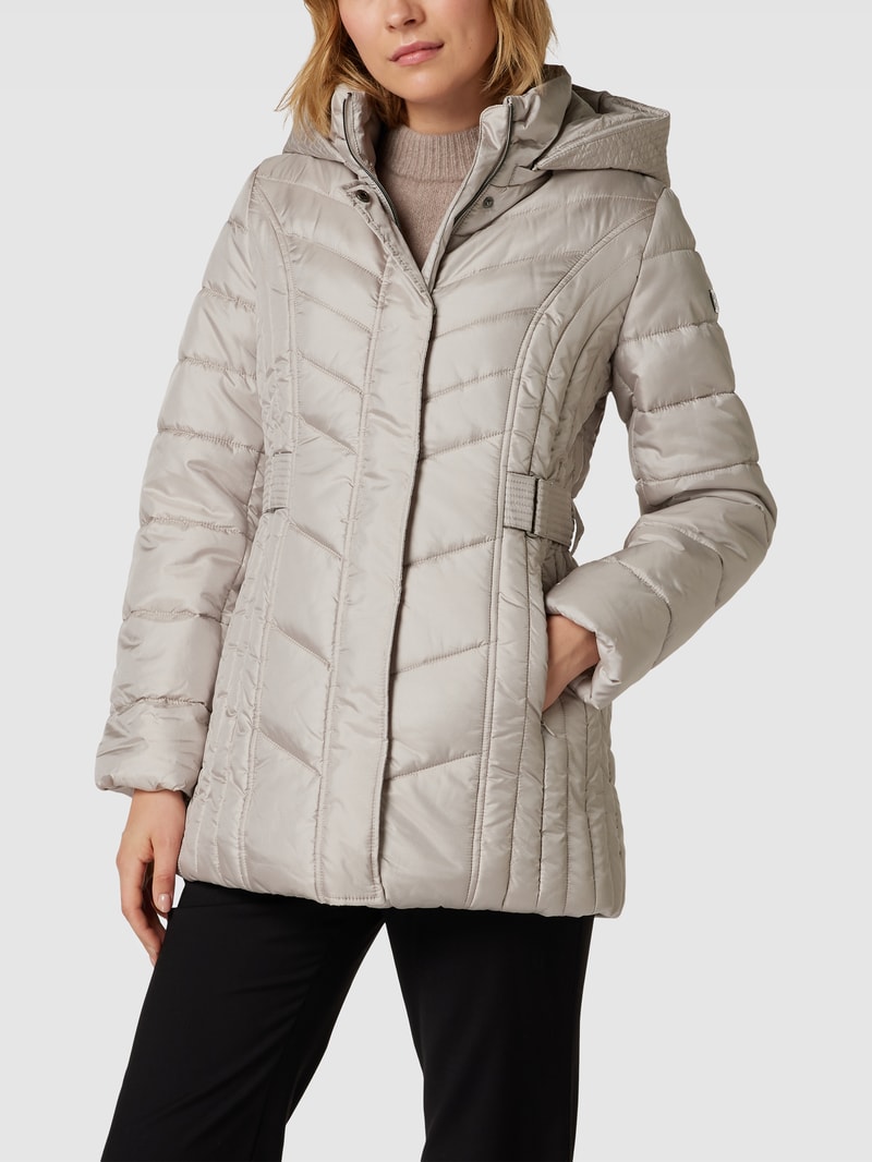 Steppjacke mit Taillengürtel in hellgrau
