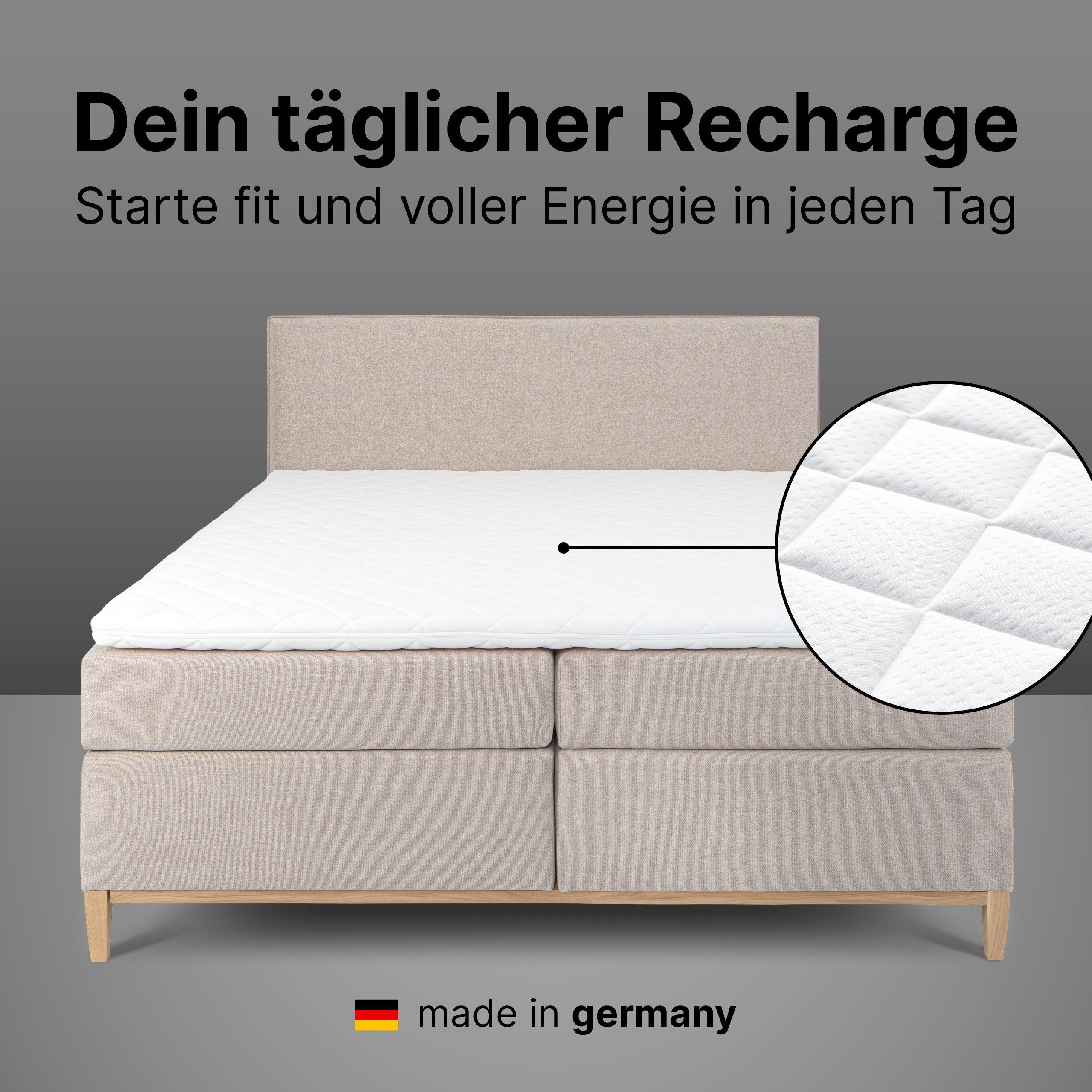 Topper RECHARGE, wonello, 6 cm hoch, Gelschaum, (Made in Germany, GEL), druckentlastender Matratzentopper 160x200cm, waschbar bei 60°C