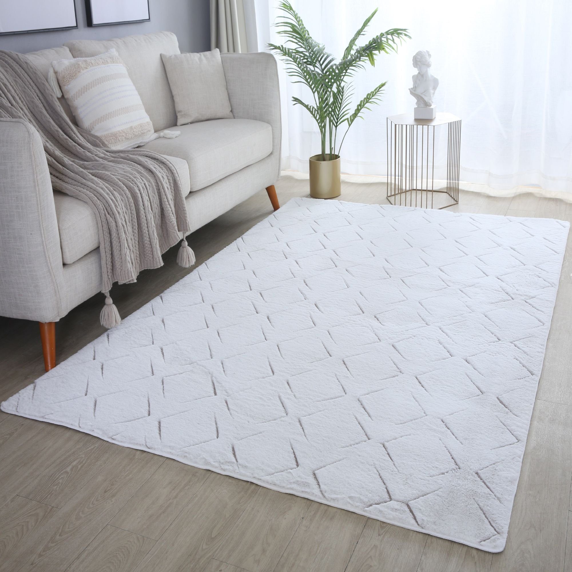 Fellteppich Skandinavisches Design, Carpetsale24, Läufer, Höhe: 15 mm, Teppich Wohnzimmer 3D Effekt Skandinavisches Design Felloptik