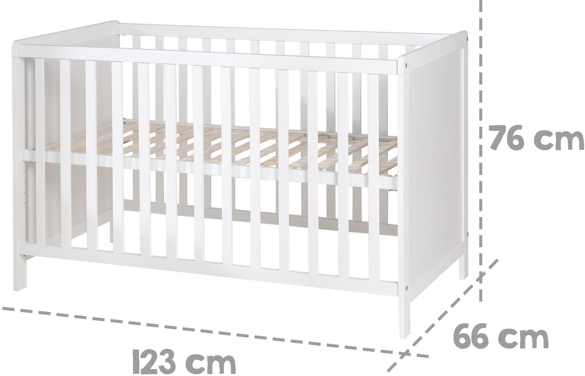 roba® Babybett Multifunktionsbett mit Beistellfunktion, 7-tlg., Lattenrost, Matratze, Nestchen, Bettverkleinerer, Himmel, Himmelstange