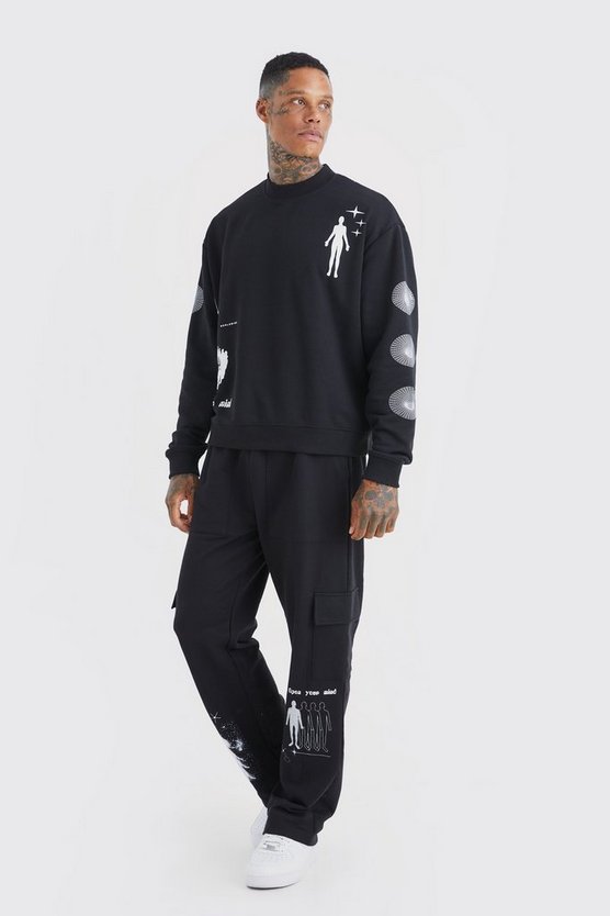 Cargo-Jogginghose mit geradem Bein und Print