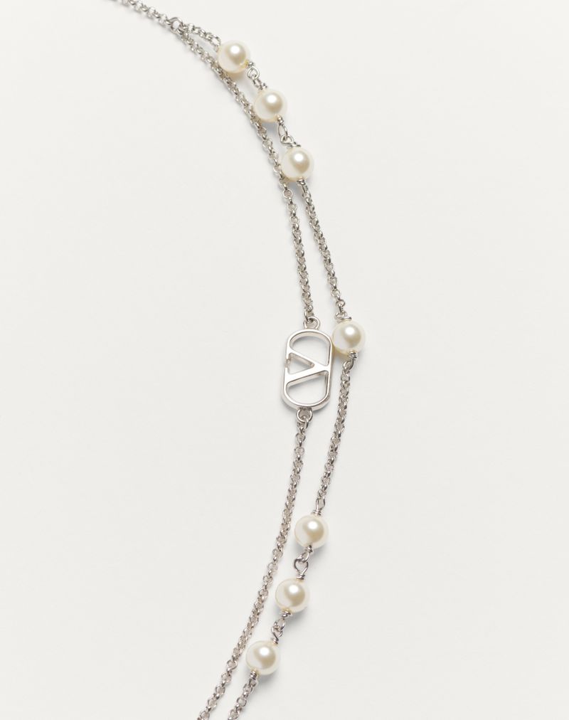 Colar exclusivo VLogo em metal e pérolas Swarovski®