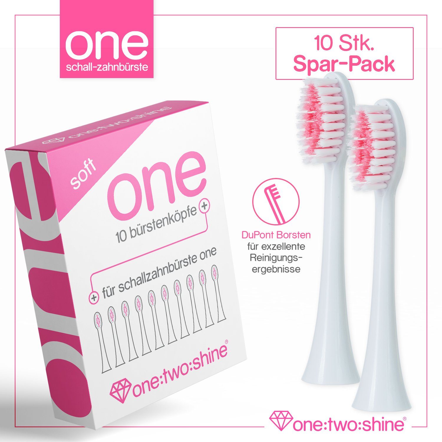 one:two:shine Aufsteckbürsten Bürstenkopf 10er
