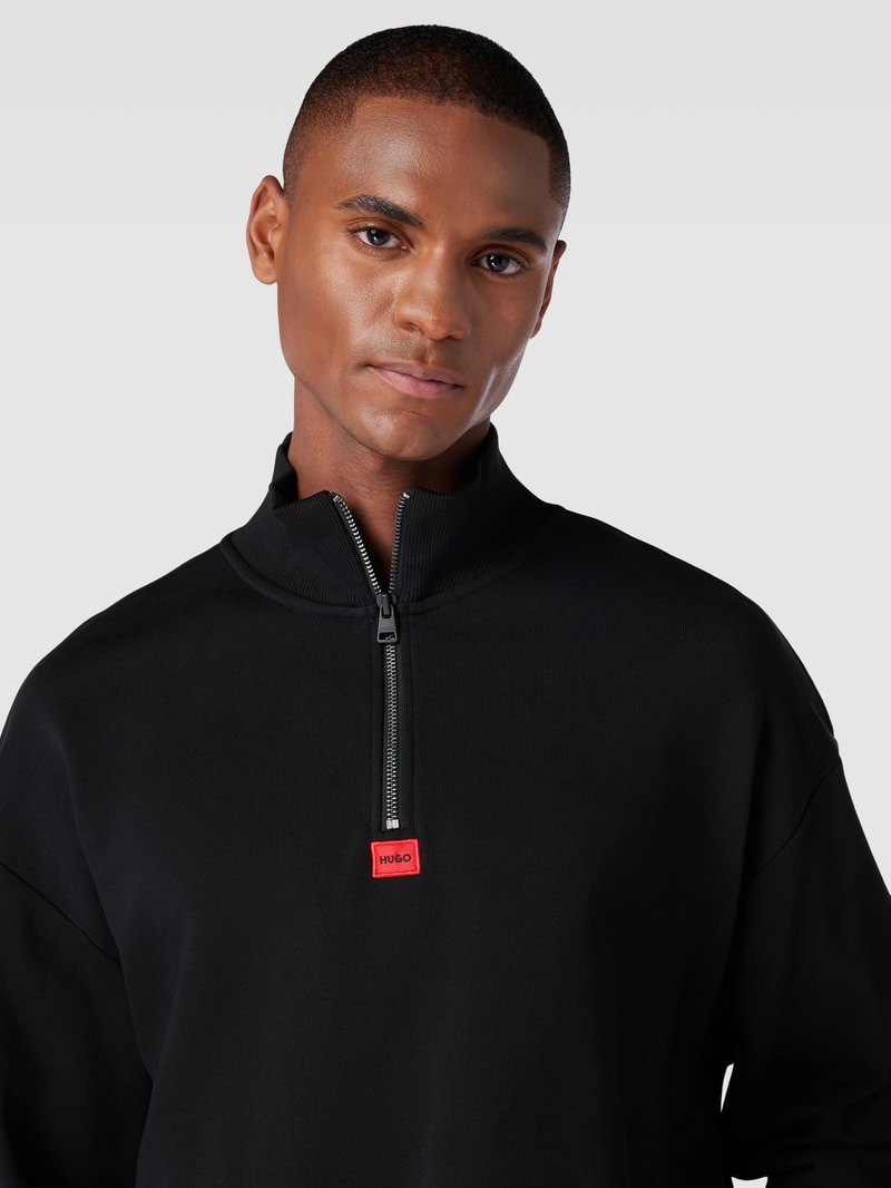 Sweatshirt mit Troyer-Kragen Modell 'Durty' in schwarz