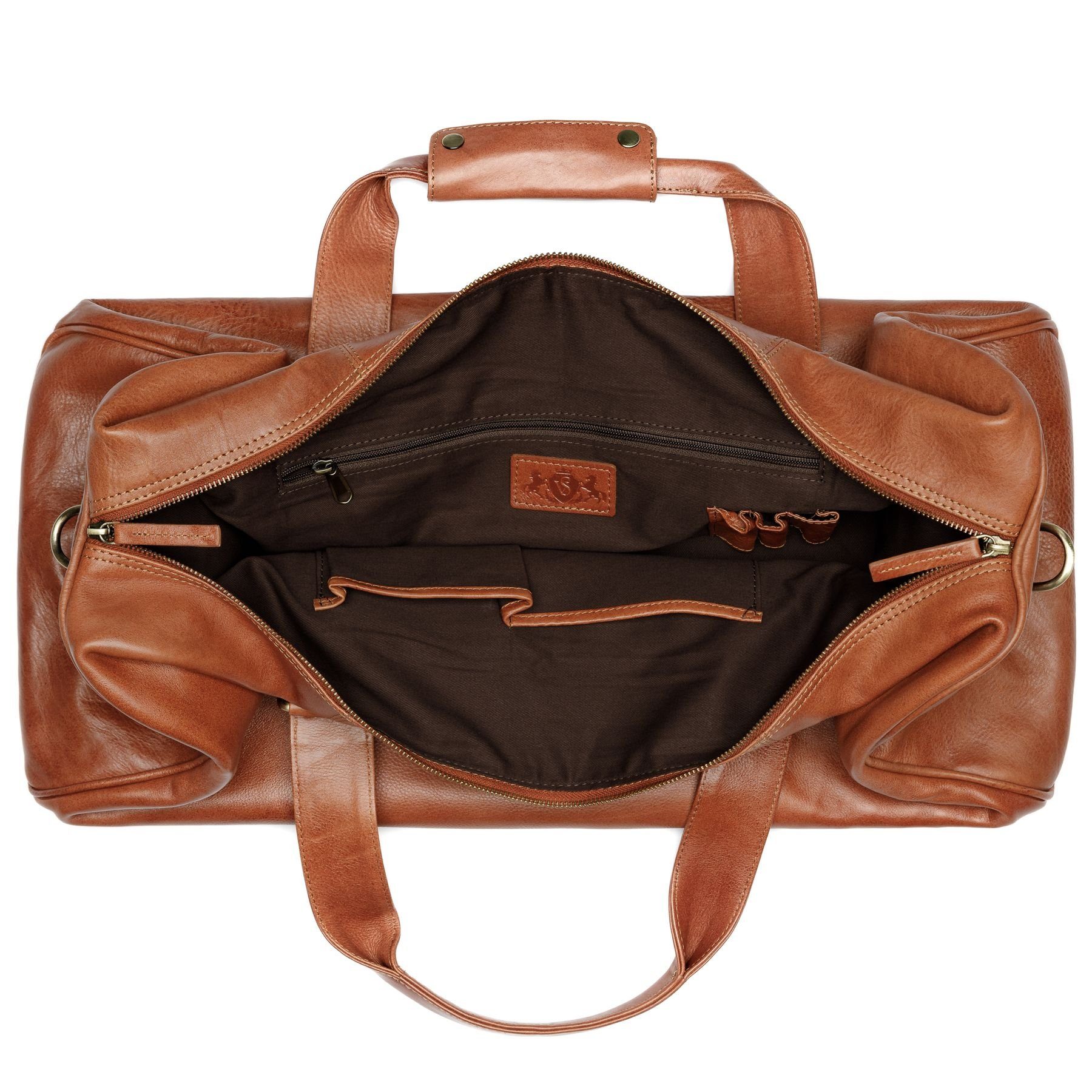 SID & VAIN Reisetasche Leder Weekender Unisex LINUS, Echtleder Reisegepäck für Damen & Herren, Sporttasche XL braun