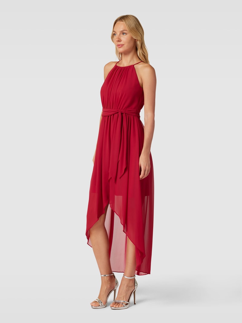 Cocktailkleid mit Neckholder in dunkelrot meliert
