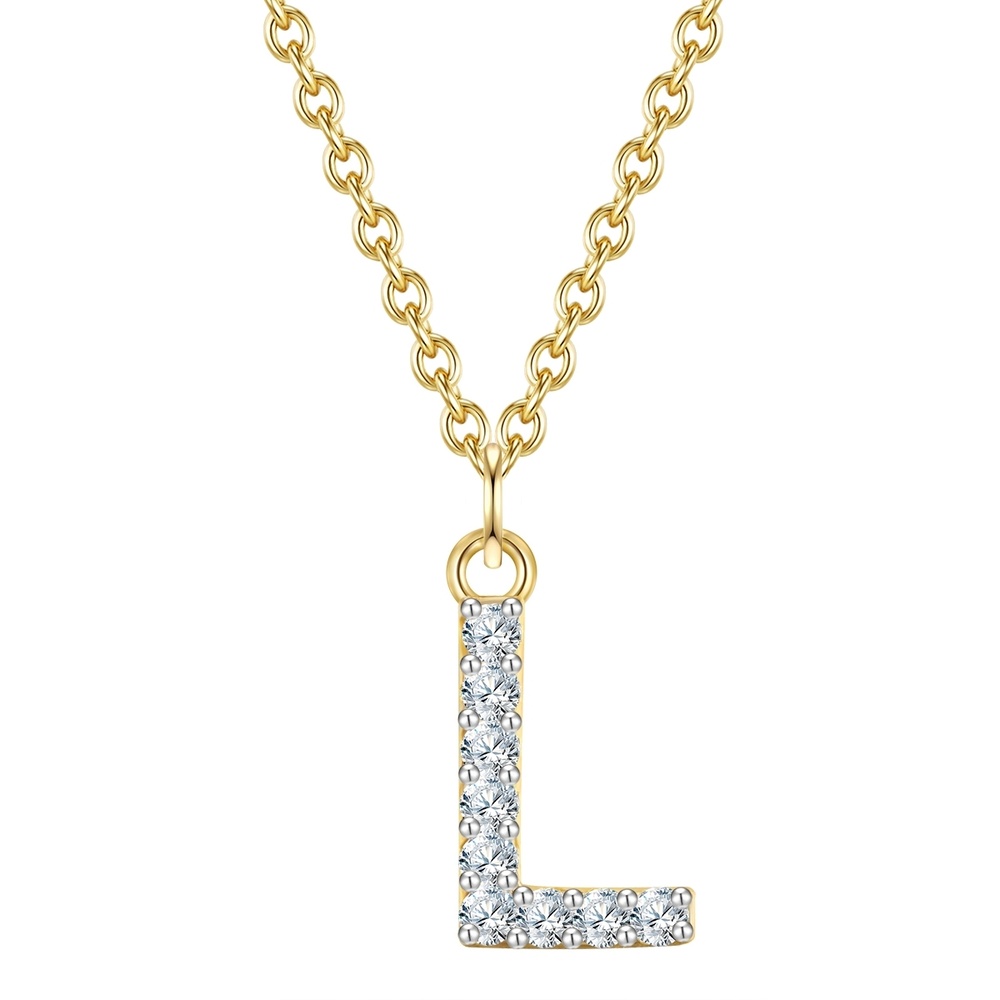 Glanzstücke München Collier en argent Lettre L Argent sterling Oxyde de zirconium (CZ) en Or jaune collier