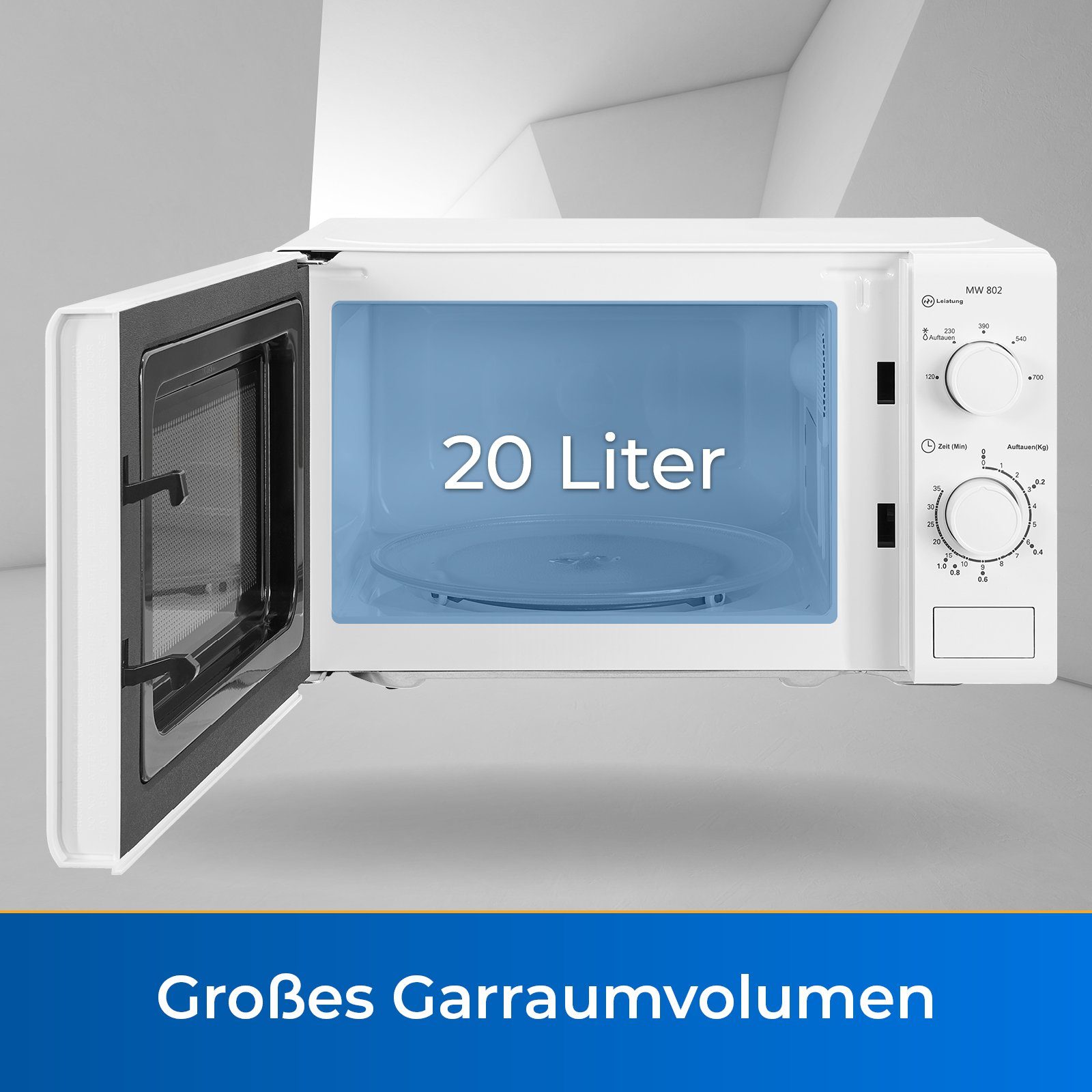 exquisit Mikrowelle MW 802, Mikrowelle, 20,00 l, kompakte Mikrowelle, platzsparend, inkl. Timer, einfach zu bedienen