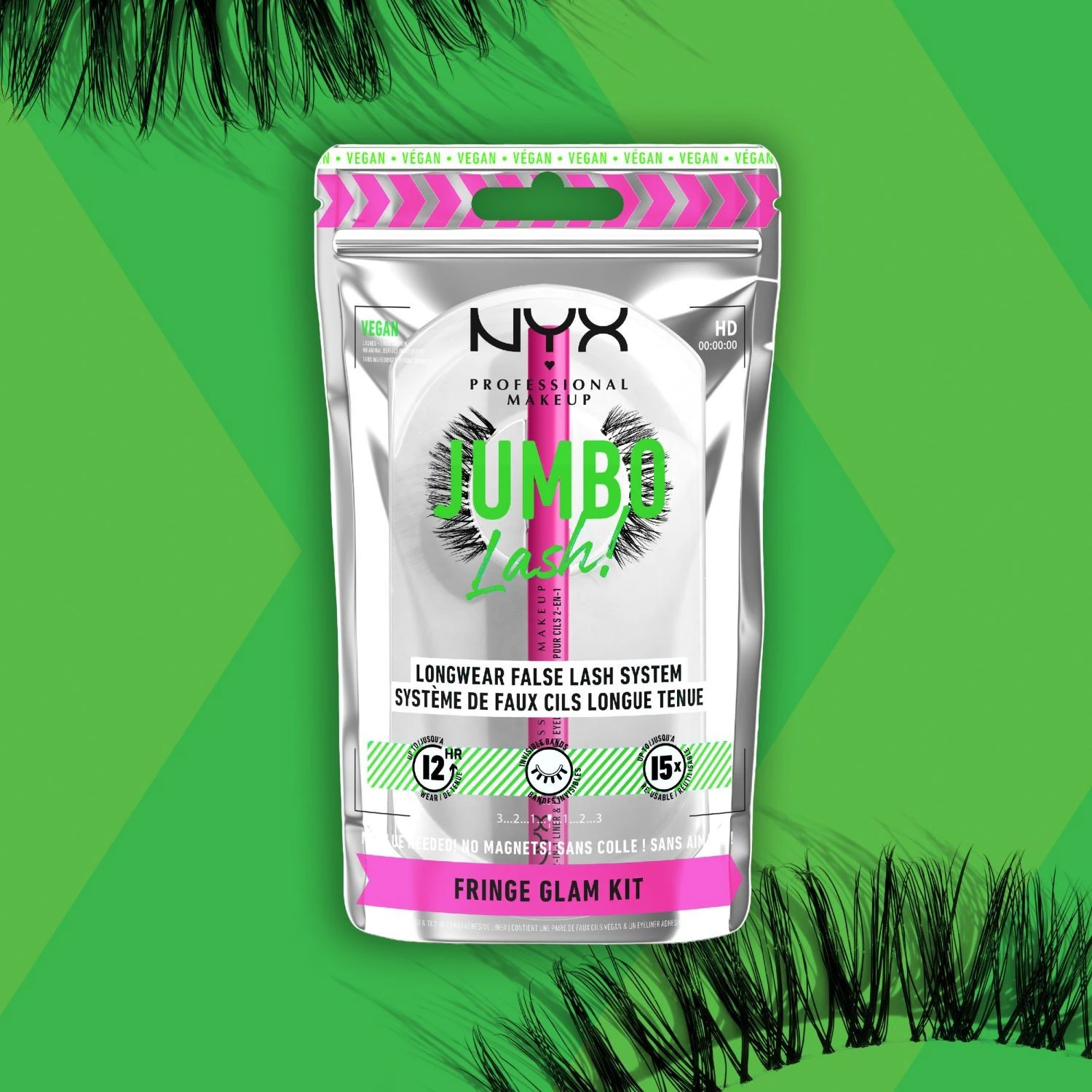 NYX Professional Makeup Jumbo Lash! Zestaw sztucznych rzęs Fringe Glam – długotrwały efekt