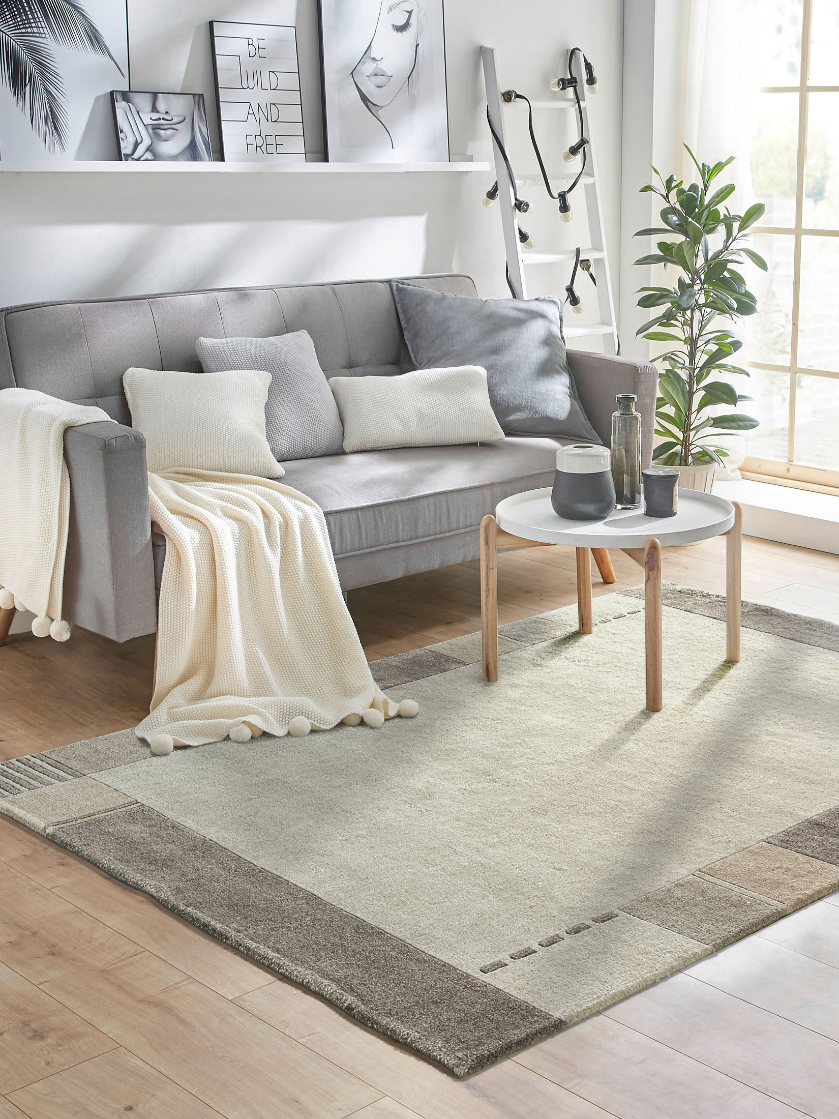 Parwa Nepal-Teppich, Grey Natural