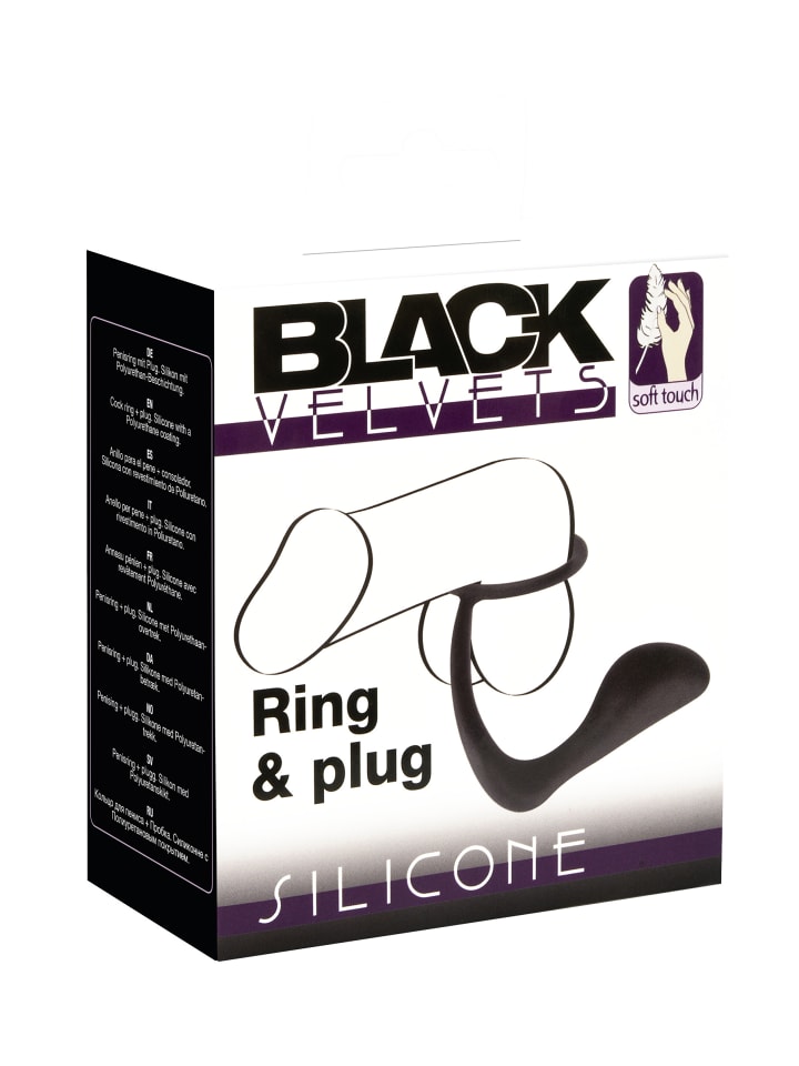 Black Velvets Analplug mit Penisring Ring & plug in schwarz günstig kaufen 10 cm