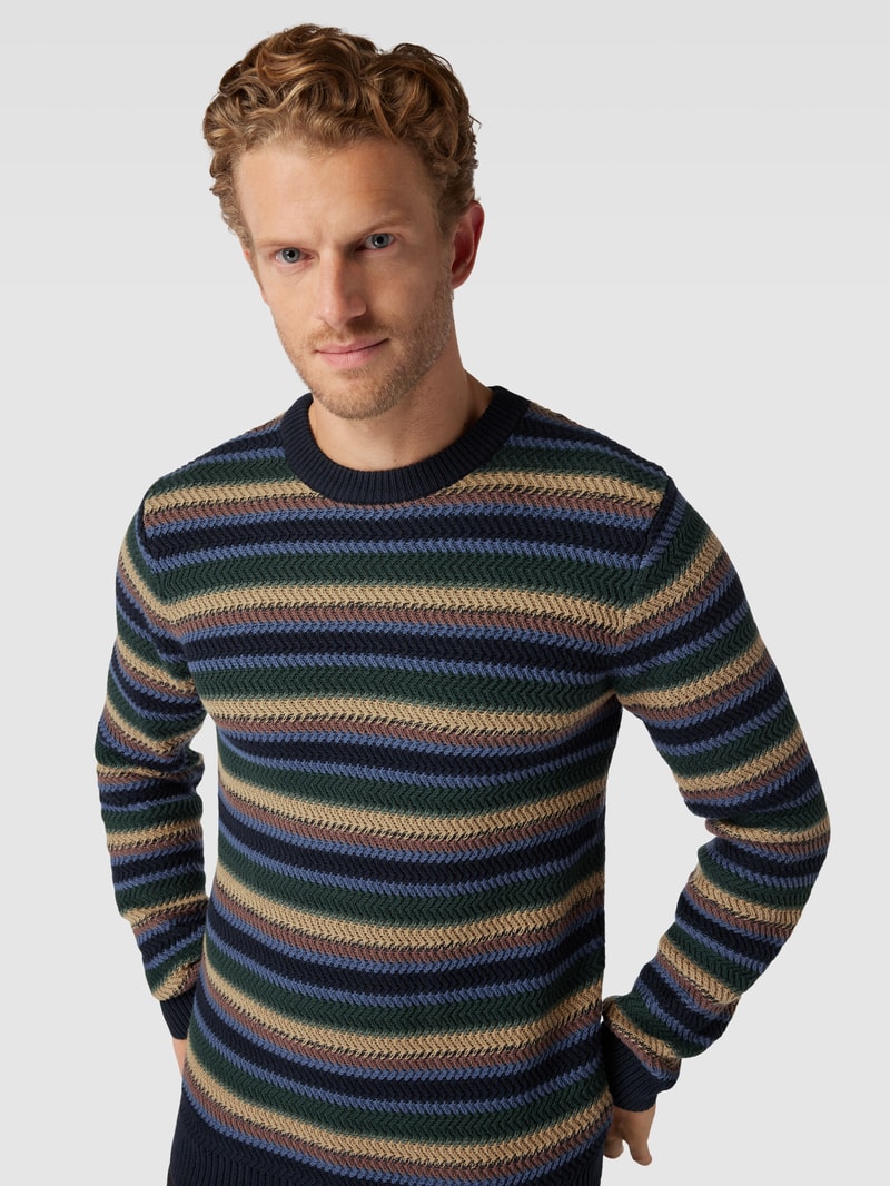 Strickpullover mit Rundhalsausschnitt Modell 'SOHO' in dunkelblau