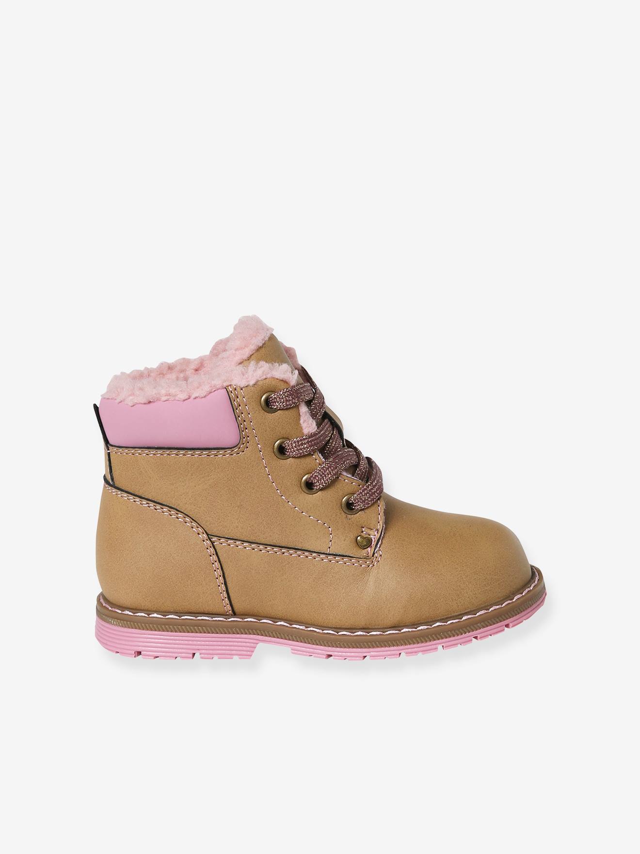 Vertbaudet Warme Mädchen Boots mit Anziehtrick - camel