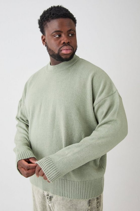 Plus Oversize Strick-Pullover in Sage