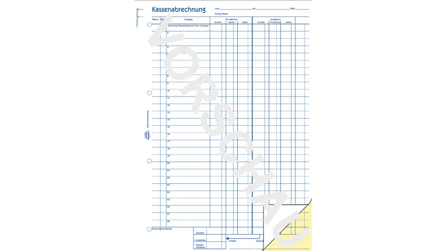 AVERY Zweckform Recycling Kassenabrechnung 1227 A4 2x50 Blatt