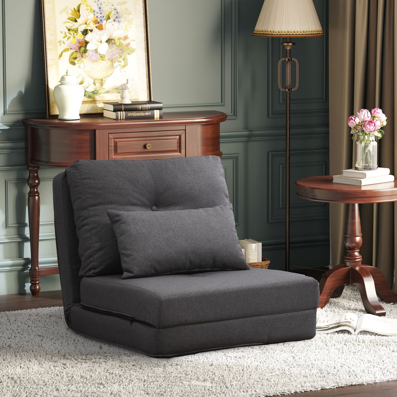 HOMCOM HOMCOM Bodensessel 2-in-1 Klappmatratze mit verstellbarer Rückenlehne, Metall
