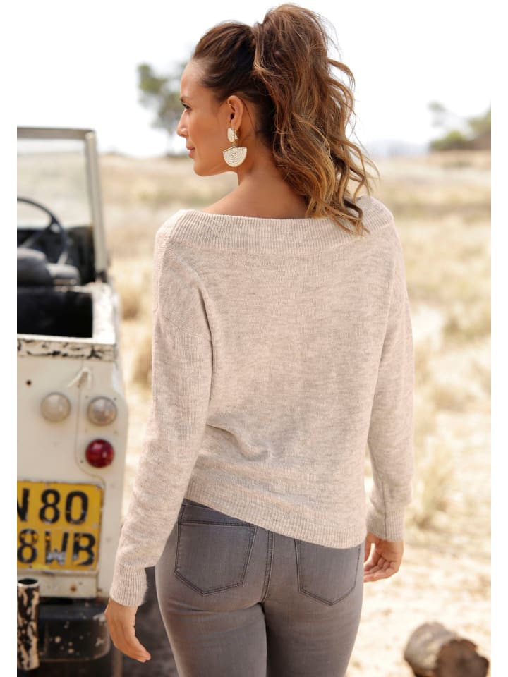 LASCANA Strickpullover in beige-meliert günstig kaufen
