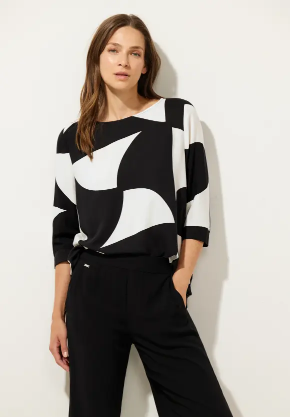 Street One Printbluse mit Rippbündchen