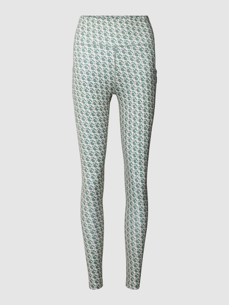 Leggings im Allover-Look Modell 'LOGOMANIA' in olivgrün