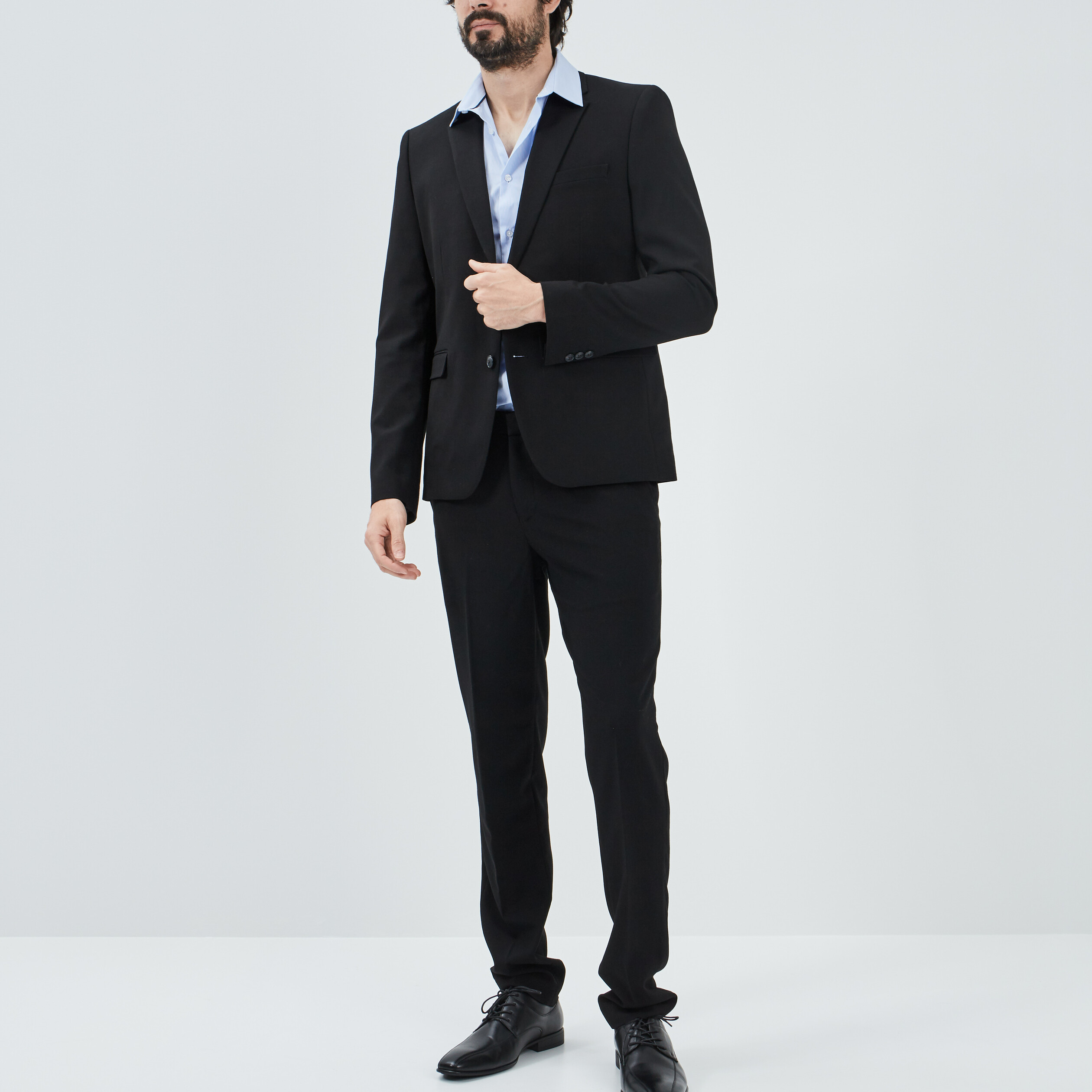 Veste ajustée boutonnée noir homme | La Halle