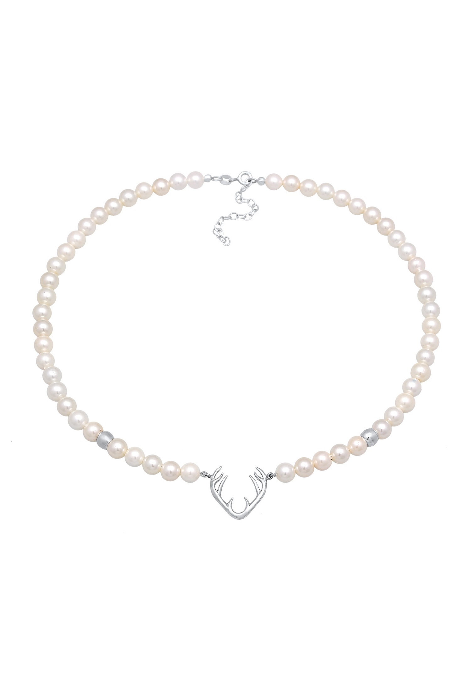 Collana girocollo da donna Elli con corna di cervo e perline di conchiglia in argento sterling 925.