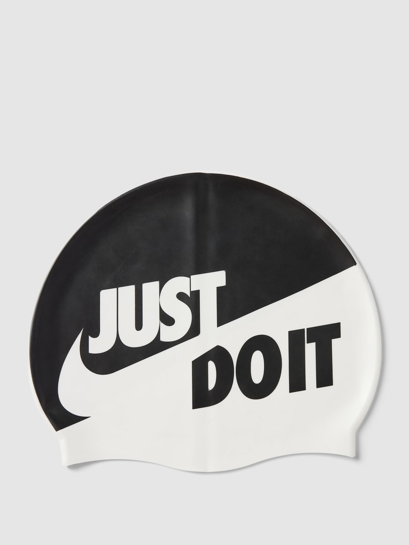 Badekappe mit Statement-Print Modell 'SLOGAN CAP' in schwarz