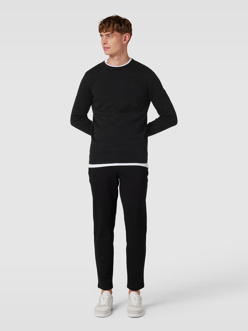 Strickpullover mit Logo-Stitching in schwarz