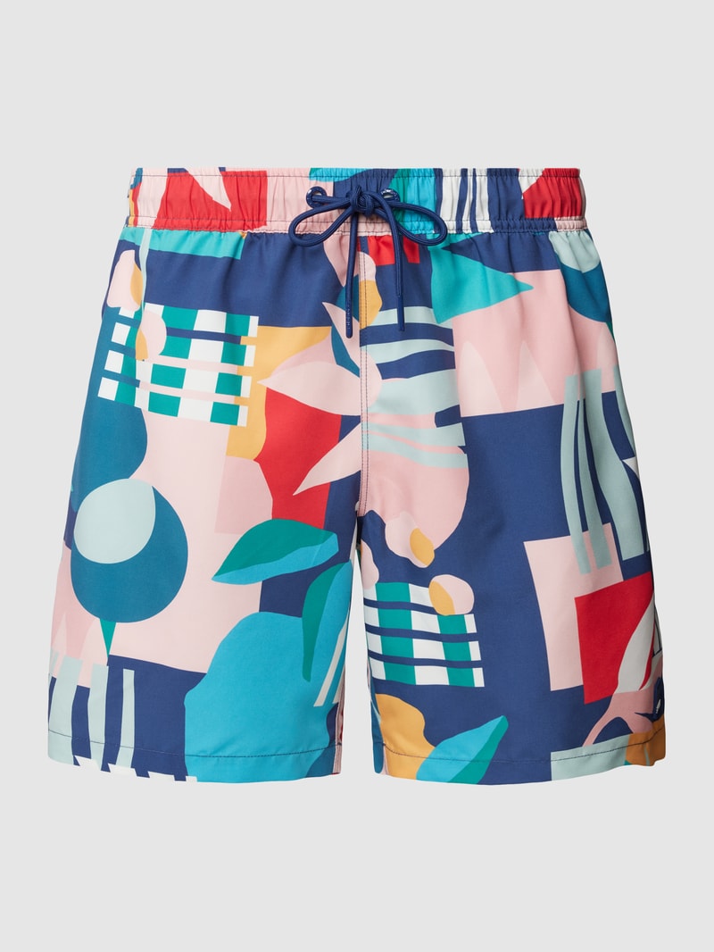 Badehose mit Allover-Muster Modell 'NEWPORT BAY' in blau