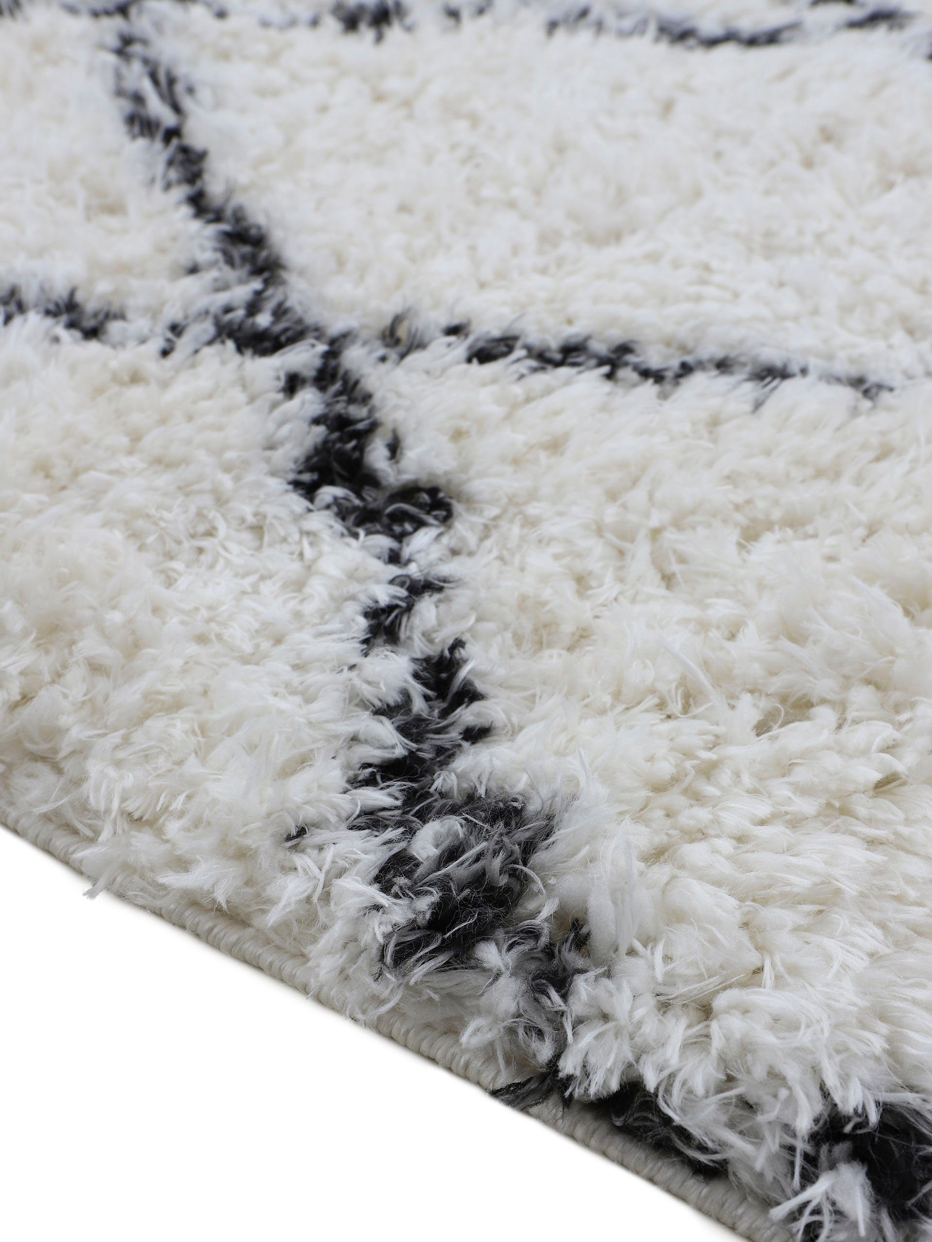 Hochflor-Läufer Eddy, carpetfine, rechteckig, Höhe: 30 mm, mit Fransen, Wohnzimmer