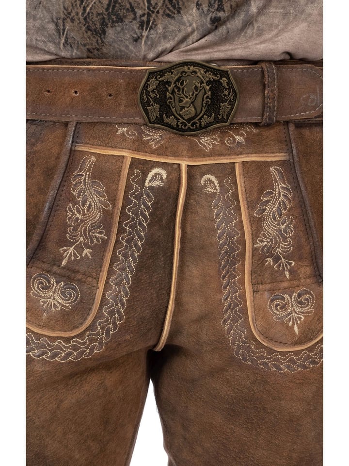 Gwandler Lederhose MICHELBACH-gespeckt in dunkelbraun günstig kaufen