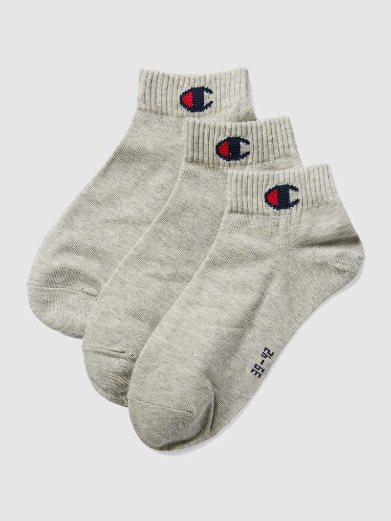 Sneakersocken mit Logo-Detail in mittelgrau meliert