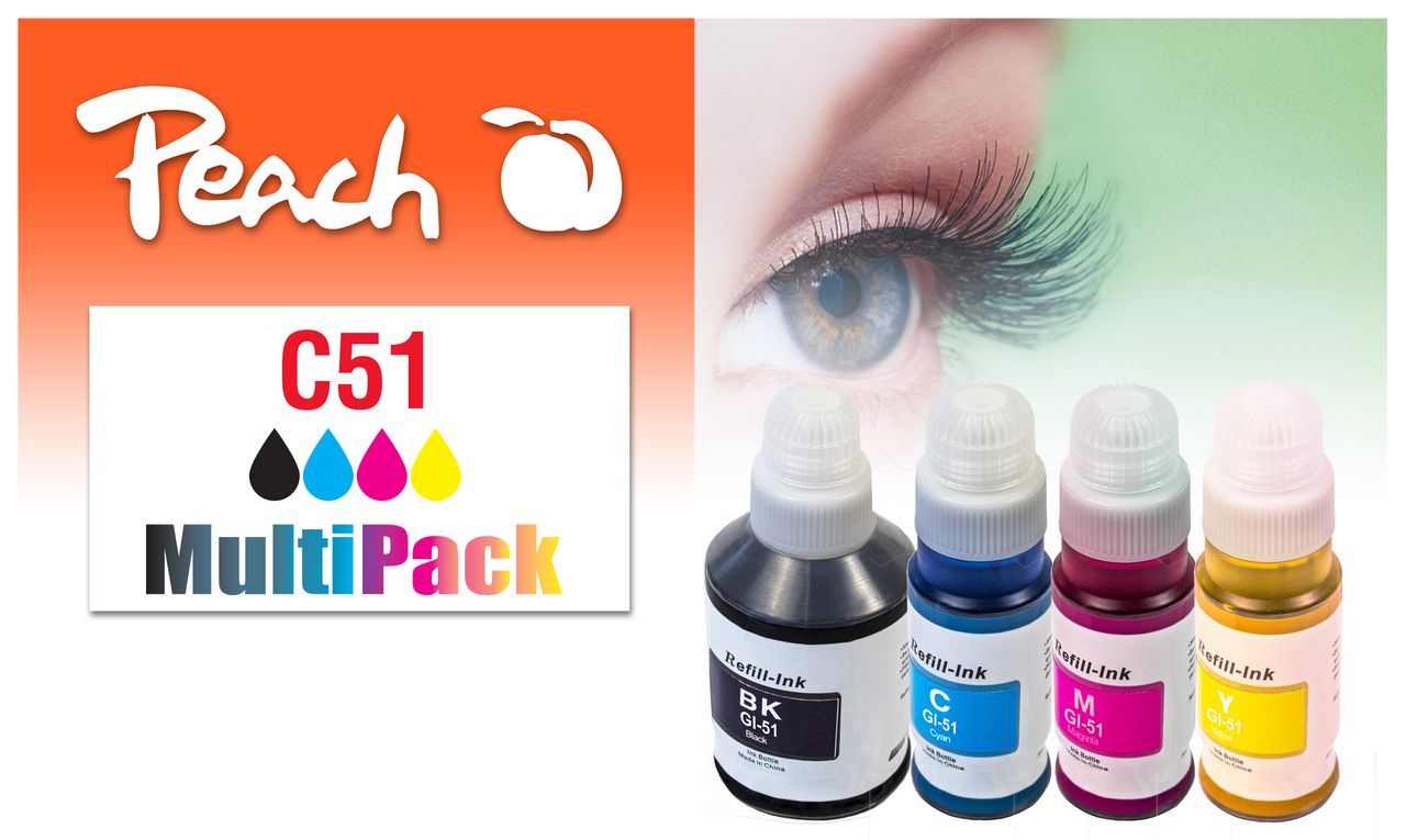 Peach Spar Pack Tintenpatronen ersetzt Canon GI-51