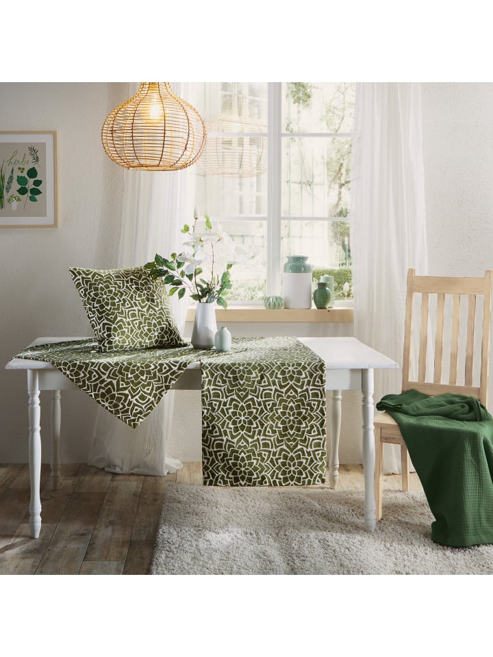 Erwin Müller Jacquard Mitteldecke in grün günstig kaufen 80 x 80 cm