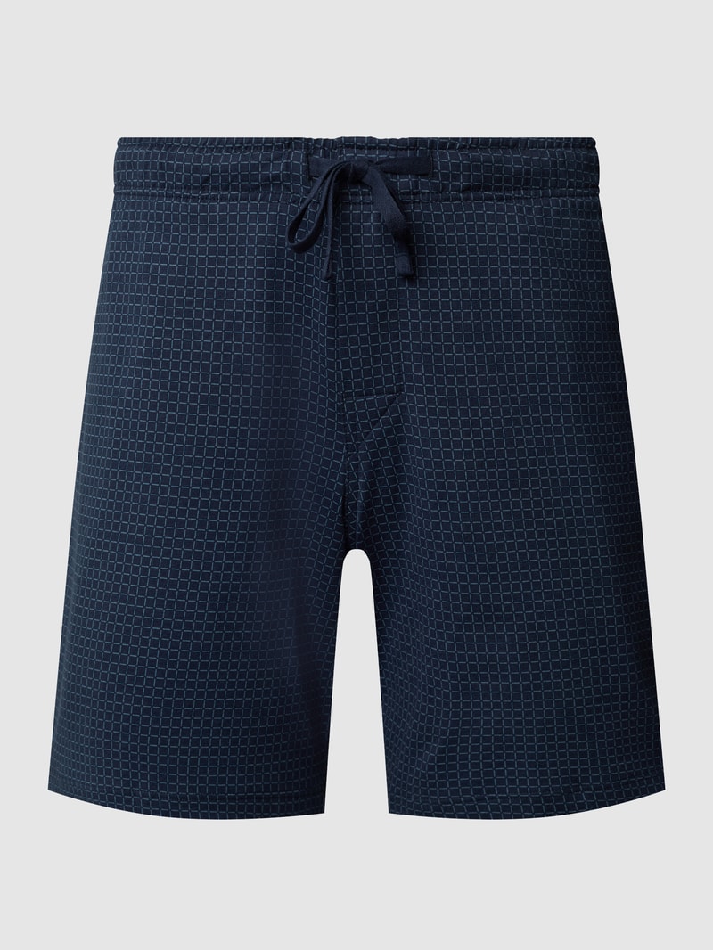 Sweatshorts mit Karomuster Modell 'Boxer' in dunkelblau